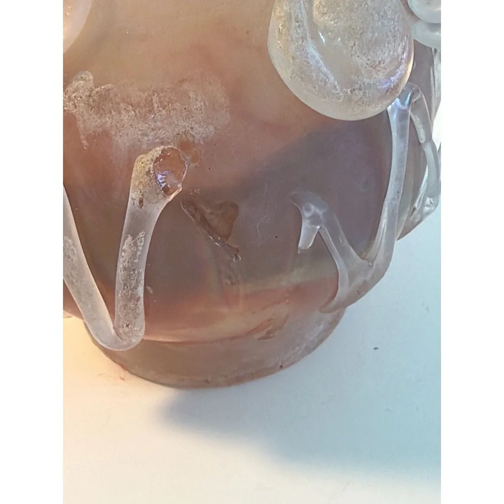 Vintage Murano Scavo Iridescent Art Glass‎ Vase w/Crimp Handles 5